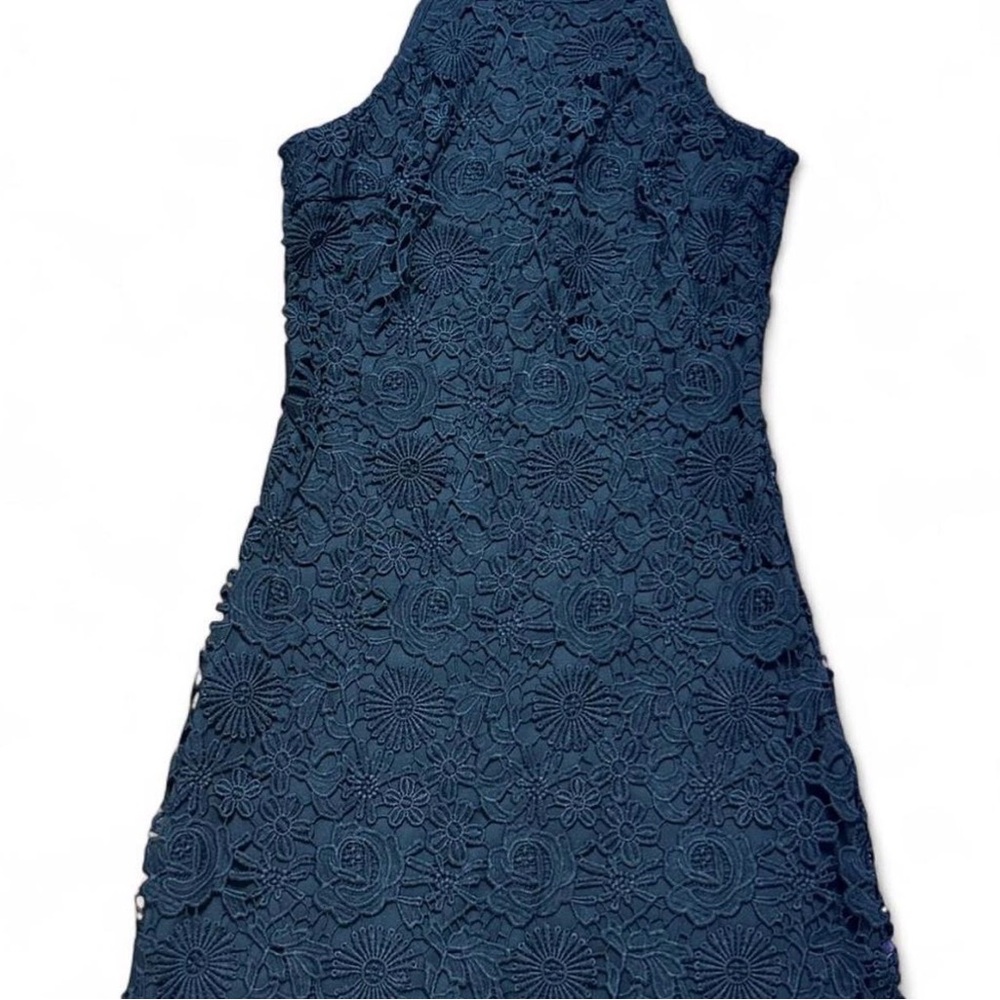 Lulu's Strapless Navy Floral Lace Dress